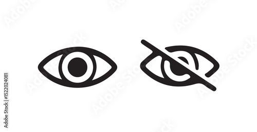 Eye icon set. vision icon, see view icons - eyesight symbol - invisible eye hide icon.Show password. Vector illustration eps 10.