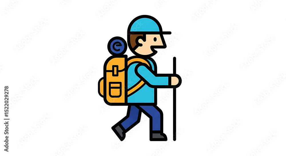 Hiker Icon: Outdoor Adventure Illustration Hiker Icon: Outdoor Adventure Illustration