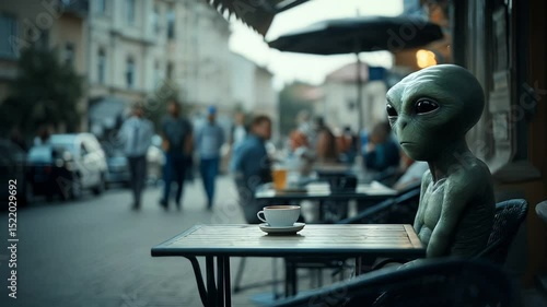 Wallpaper Mural Alien Cafe A Mysterious Visitor from Beyond the Universe Awaits You Torontodigital.ca