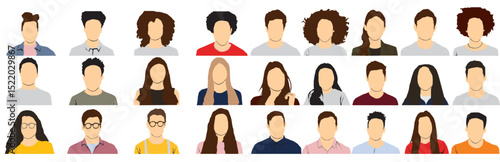 set of people vector illustration profile collection diverse multicultural people