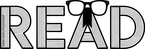 Read books reading glasses bookworm library literature knowledge education learning study literacy 100 editable stock vector illustration