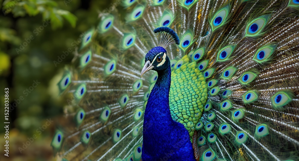 Obraz premium Peacock with Open Plumage Display