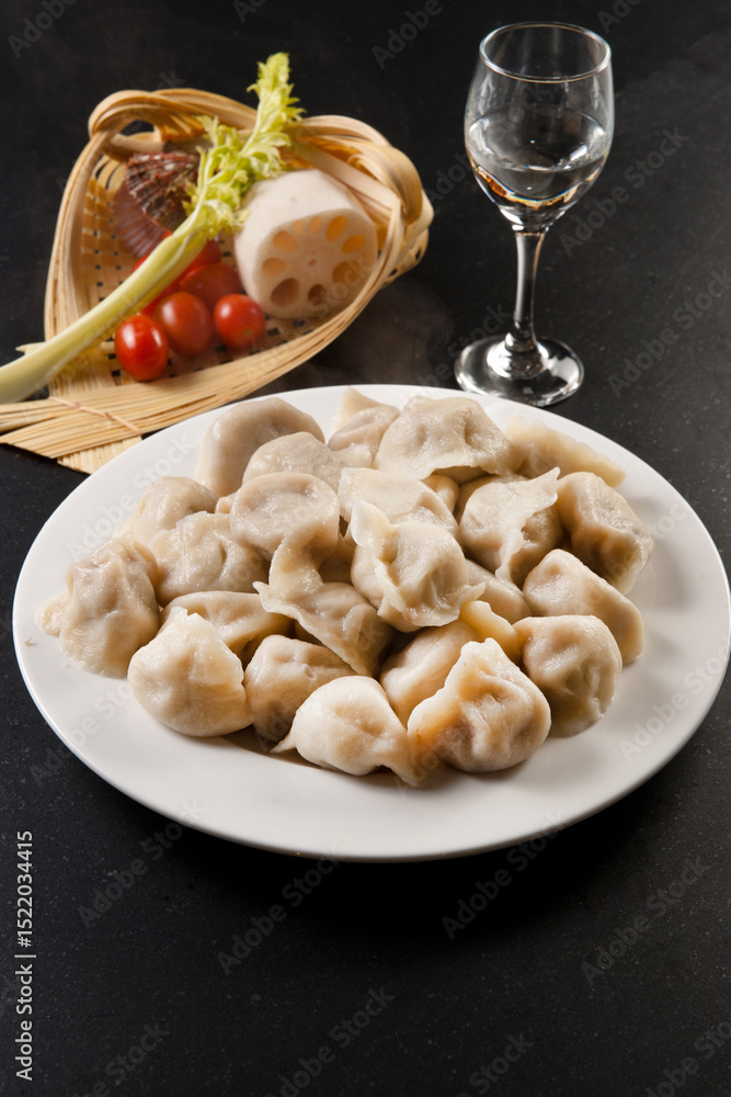 Freshly made pork and cabbage dumplings Freshly made pork and cabbage dumplings