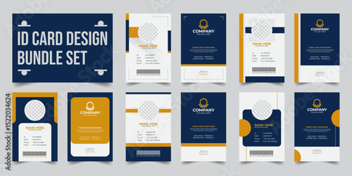 Professional Employee ID Card bundle set, Sleek Corporate Identity Design, Modern Corporate Identity Card Template, Staff ID Badge Design, 5 set collection
