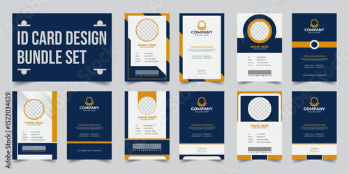 Modern ID Card Design Template, Professional Employee Identity Card, Corporate ID Card bundle set, Clean and Modern Employee Badge Design, 5 set collection