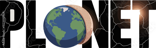 Planet earth climate change global warming environmental issues cracked earth save the planet ecology crisis editable stock vector illustration