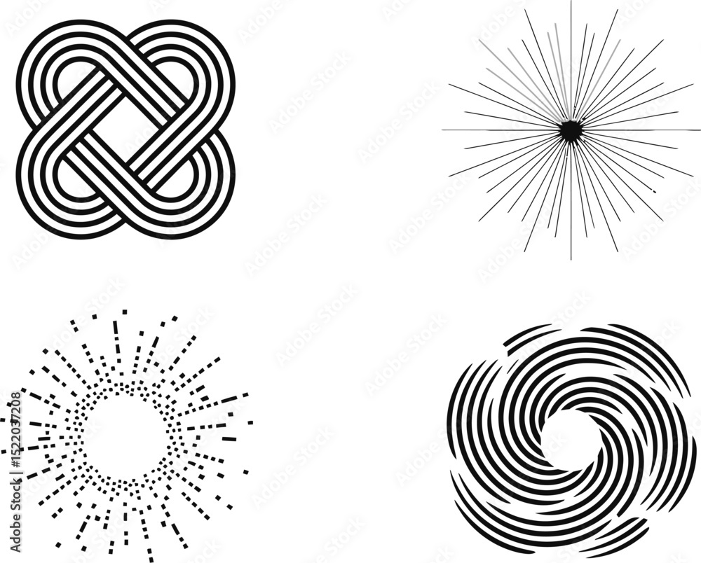 Vector shapes design elements black and white abstract geometric graphic art illustration pattern set symbols editable stock vector illustration