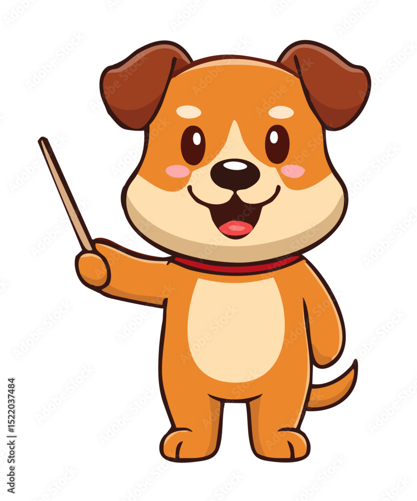 Fototapeta premium ポインターを持って説明している犬