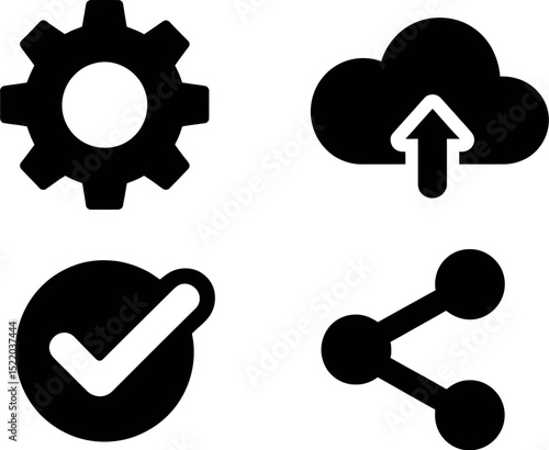 Settings cloud upload check share icon vector illustration for graphic design and web elements use case editable stock vector illustration