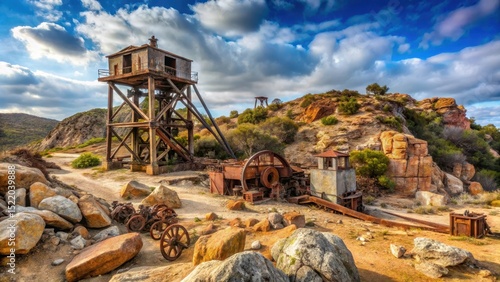 Abandoned silver mine in Sardinia's rocky terrain