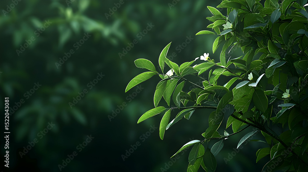 Obraz premium Closeup Of Lush Green Leaves In Forest