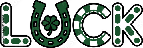Luck horseshoe clover st patricks day design good fortune irish symbol lucky charm graphic vector illustration editable stock vector illustration
