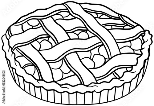 Lattice Pie Vector Dessert Drawing Outline Line Art