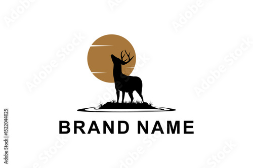 Deer animal hunt logo national park design husbandry design illustration