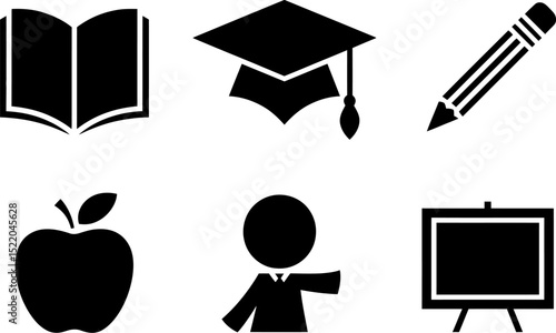 Education learning school study knowledge student teaching teacher class books graduation 100 char editable stock vector illustration