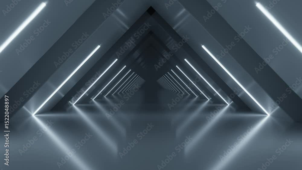 Futuristic Minimalist Corridor with Neon Lights 4k 60fps looping animation