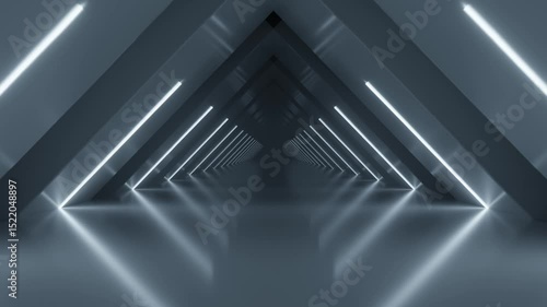 Futuristic Minimalist Corridor with Neon Lights 4k 60fps looping animation