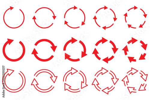 circle arrow icon set. refresh and reload icon set. recycle arrow vector icon, recycling symbol, reuse sign, recycle eco icon, decompose, eco friendly, vector illustration on transparent background