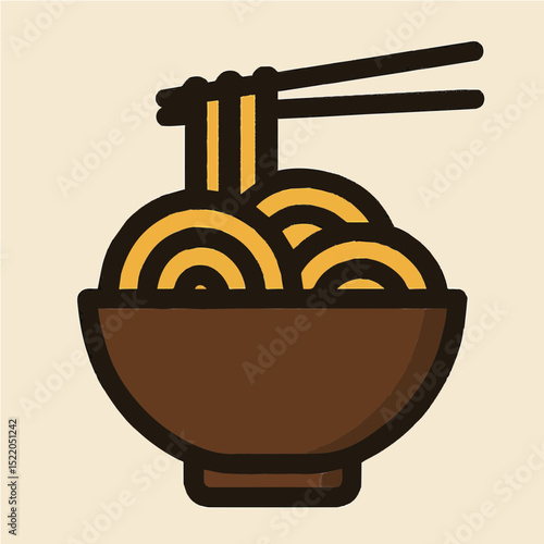 Japanese Udon Noodle Bowl Icon (Udon Illustration)