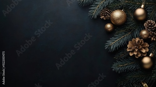 Wallpaper Mural Merry Christmas message on dark black backdrop, minimalist style, golden typography, premium composition with balanced negative space Torontodigital.ca