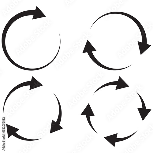 circle arrow icon set. refresh and reload icon set. recycle arrow vector icon, recycling symbol, reuse sign, recycle eco icon, decompose, eco friendly, vector illustration on transparent background