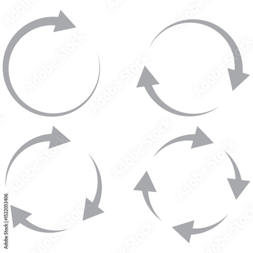 circle arrow icon set. refresh and reload icon set. recycle arrow vector icon, recycling symbol, reuse sign, recycle eco icon, decompose, eco friendly, vector illustration on transparent background