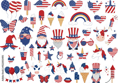 Fourth of July Clipart Collection Festive American Vector Designs