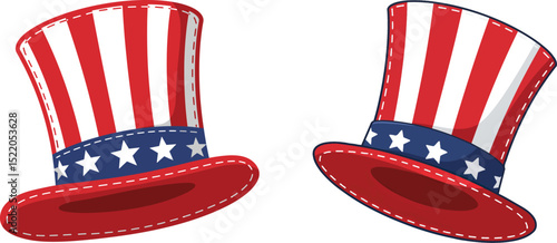 Patriotic Uncle Sam Hat Diverse 4th of July Celebration Vector Collection