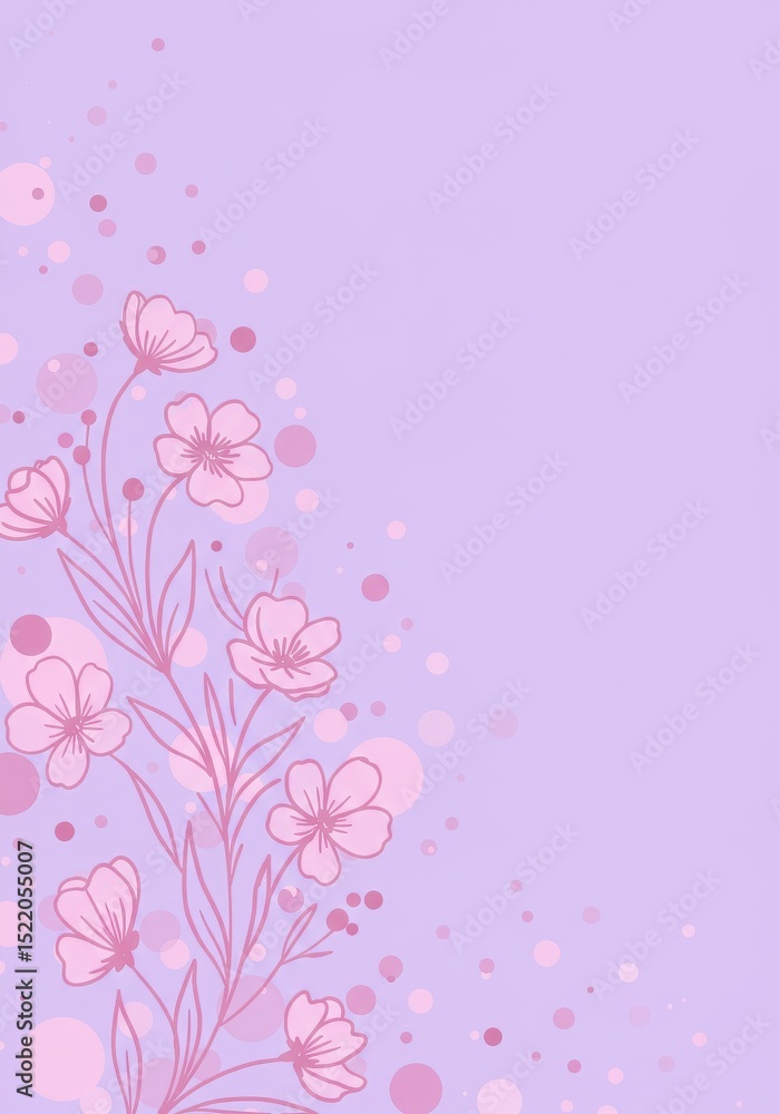 Lavender Floral Design - Pretty pink flowers and dots on a light purple background. Perfect for cards, invitations, or social media Lavender Floral Design - Pretty pink flowers and dots on a light purple background. Perfect for cards, invitations, or social media