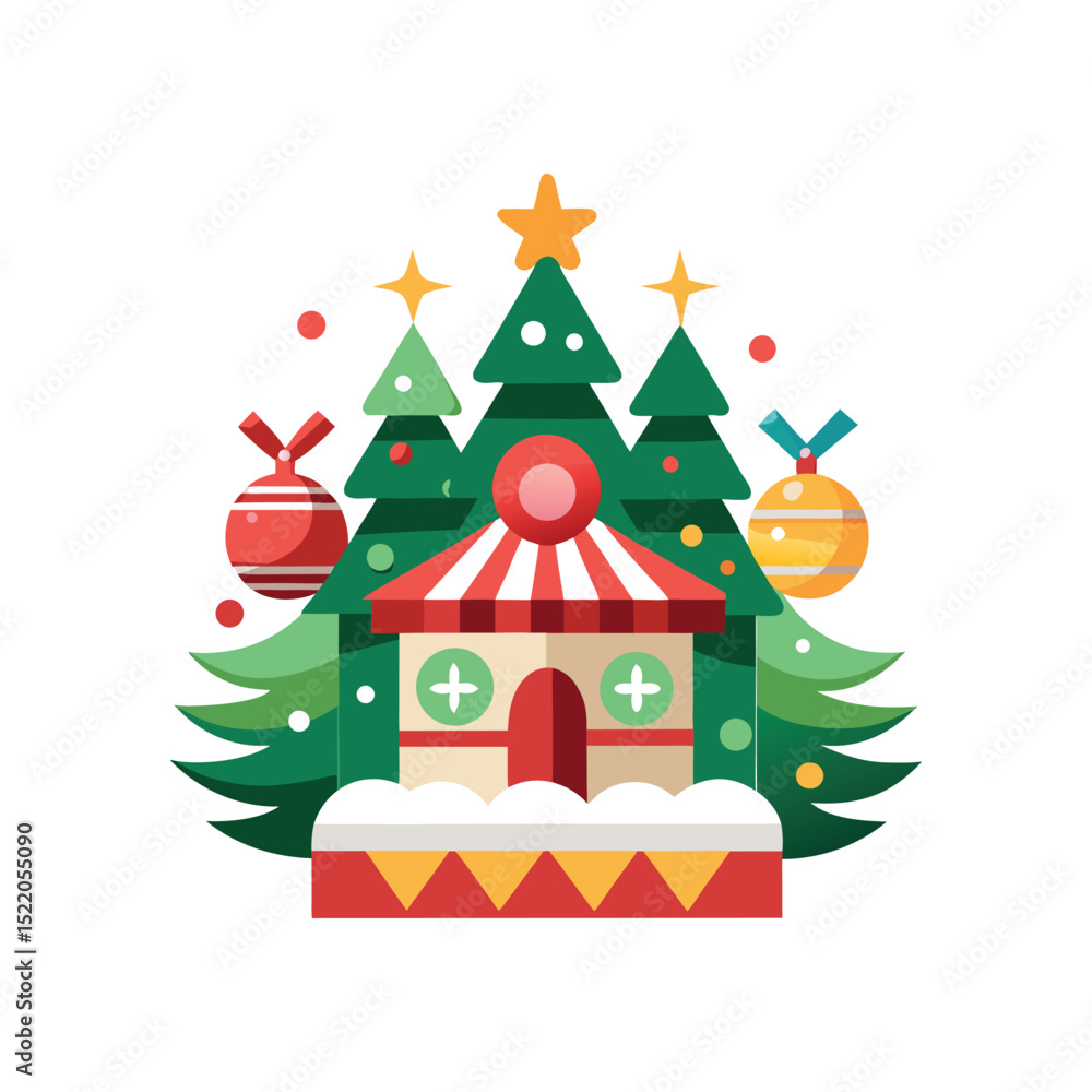 Fototapeta premium Christmas Flat Design Vector Illustration