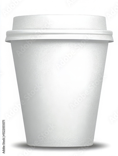 A meticulously detailed illustration of a plain white paper coffee cup against a white background