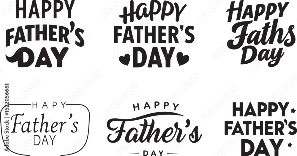 Happy Father's Day typography design silhouette vector illustration. Happy Father's Day typography design silhouette vector illustration.