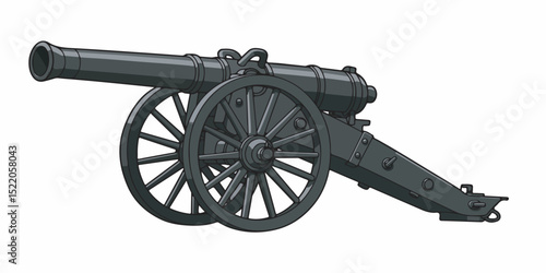 High-quality vector illustration of an old artillery gun or cannon in side view
