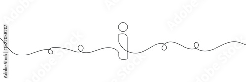 Continuous one line drawing silhouette of information symbol. The Information linear icon. One line drawing background. Vector illustration. Linear information background