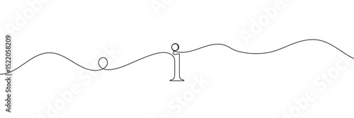 Continuous one line drawing silhouette of information symbol. The Information linear icon. One line drawing background. Vector illustration. Linear information background