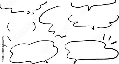 手描きのシンプルなふきだしセットベクター