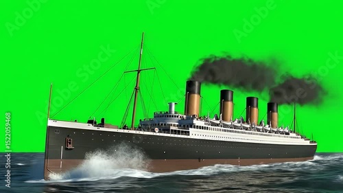 Historical passenger ship CGI model for chroma key special effects
