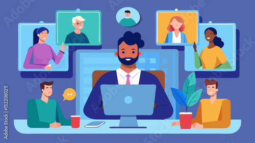 Remote Work and Coworking Space – Modern Concept Illustration

