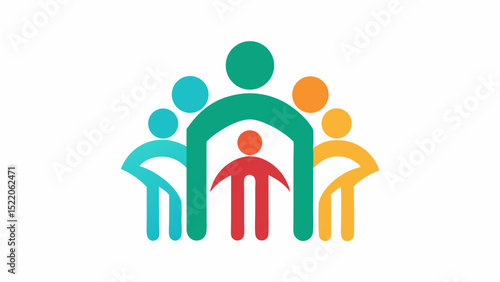 Stylized family group icon with arching figures halloween, vector, silhouette,  illustration, horizontal, isolated assets,