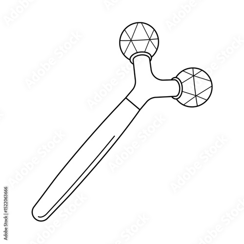 Line art vector of a dual-head facial roller massager. Perfect for beauty, skincare, spa, or wellness-themed design in minimalist outline style.