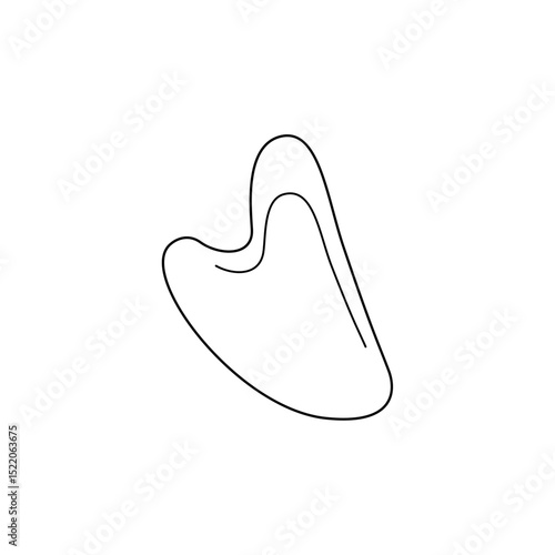 Minimalist line art of a gua sha massage tool. Elegant vector illustration for skincare, beauty, spa, and self-care related design projects.