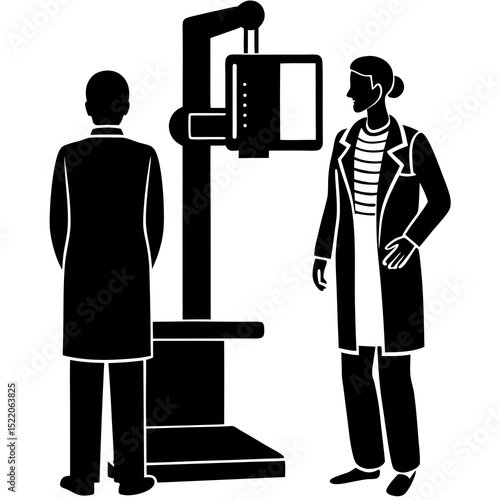 X-Ray Medical Equipment Silhouette Vector of Patient and Machine