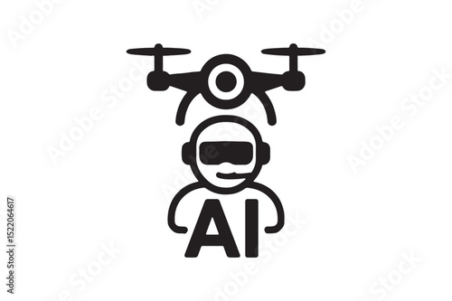 AI Pilot Drone icon silhouette vector with white background