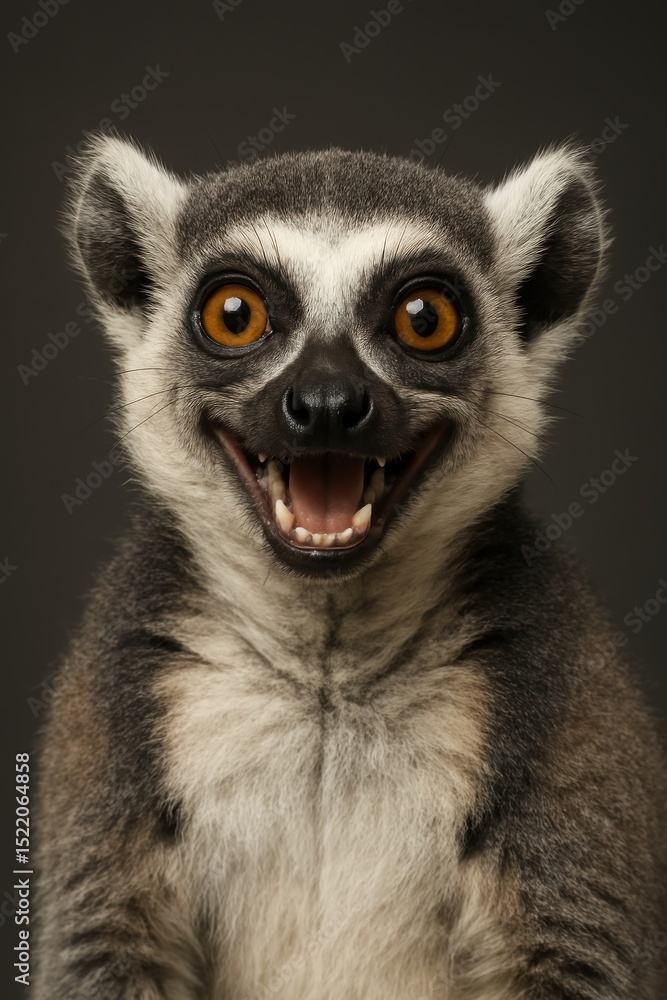 Fototapeta premium Smiling lemur with bright eyes.