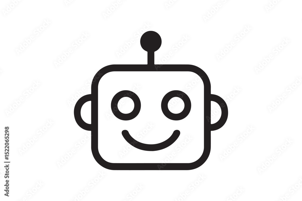Chatbot Face Line icon silhouette vector with white background Chatbot Face Line icon silhouette vector with white background
