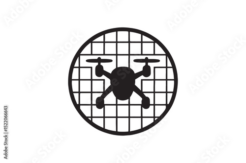 Drone Detection Net icon silhouette vector with white background