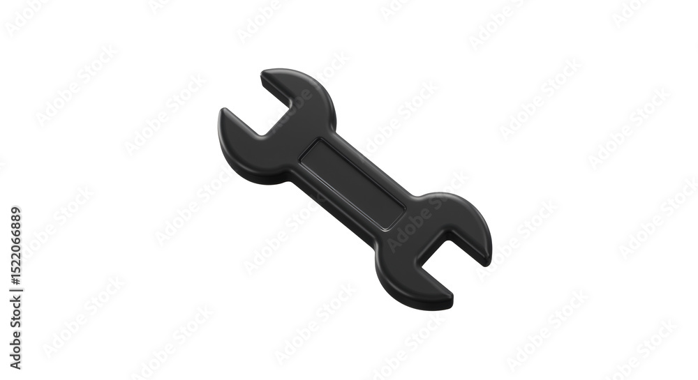 Black wrench icon 3d render isolated on transparent background Black wrench icon 3d render isolated on transparent background