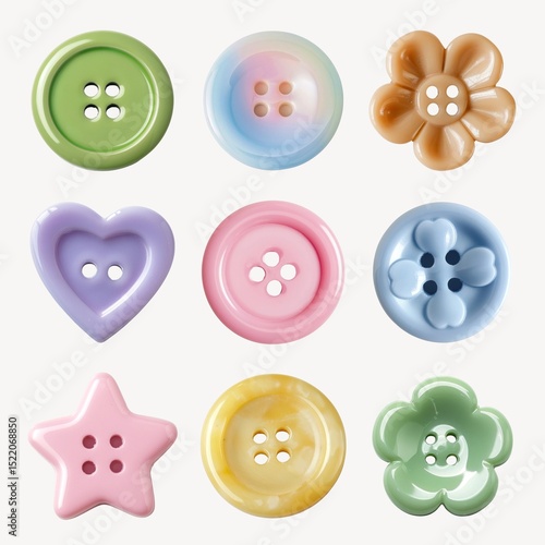 Cute clothes button design element set