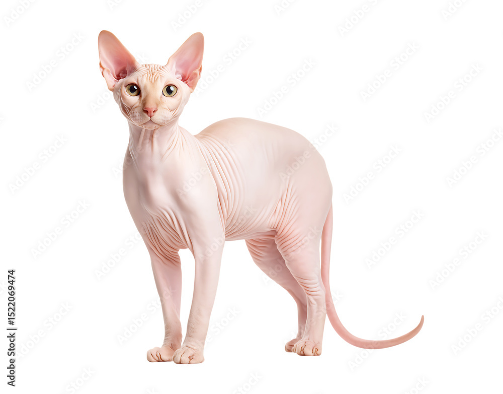Obraz premium elegant, pink hairless Sphynx cat isolated on a transparent background