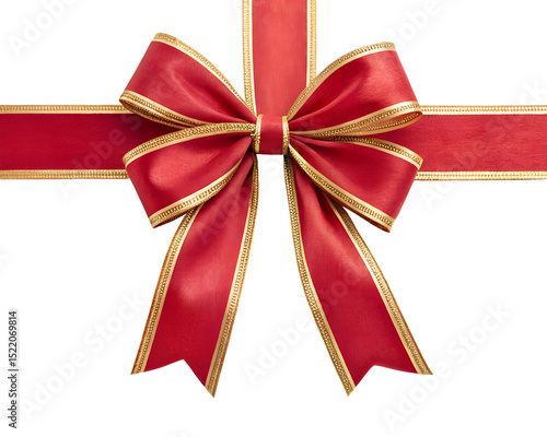 red ribbon bow with gold trim